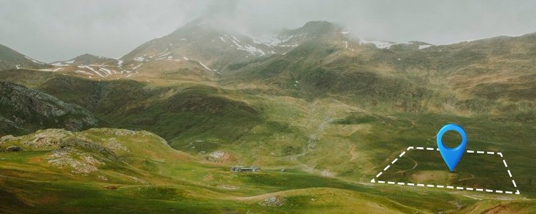 Landschaft mit Pin-Symbol